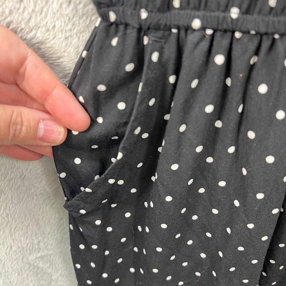 Old Navy Womens M Black Polka Dot Romper Pockets Retro Rockabilly Beach Pinup - Picture 5 of 11